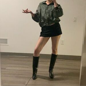 Prada Windbreaker Olive/Green Jacket - 3/4 Sleeve, High Neck